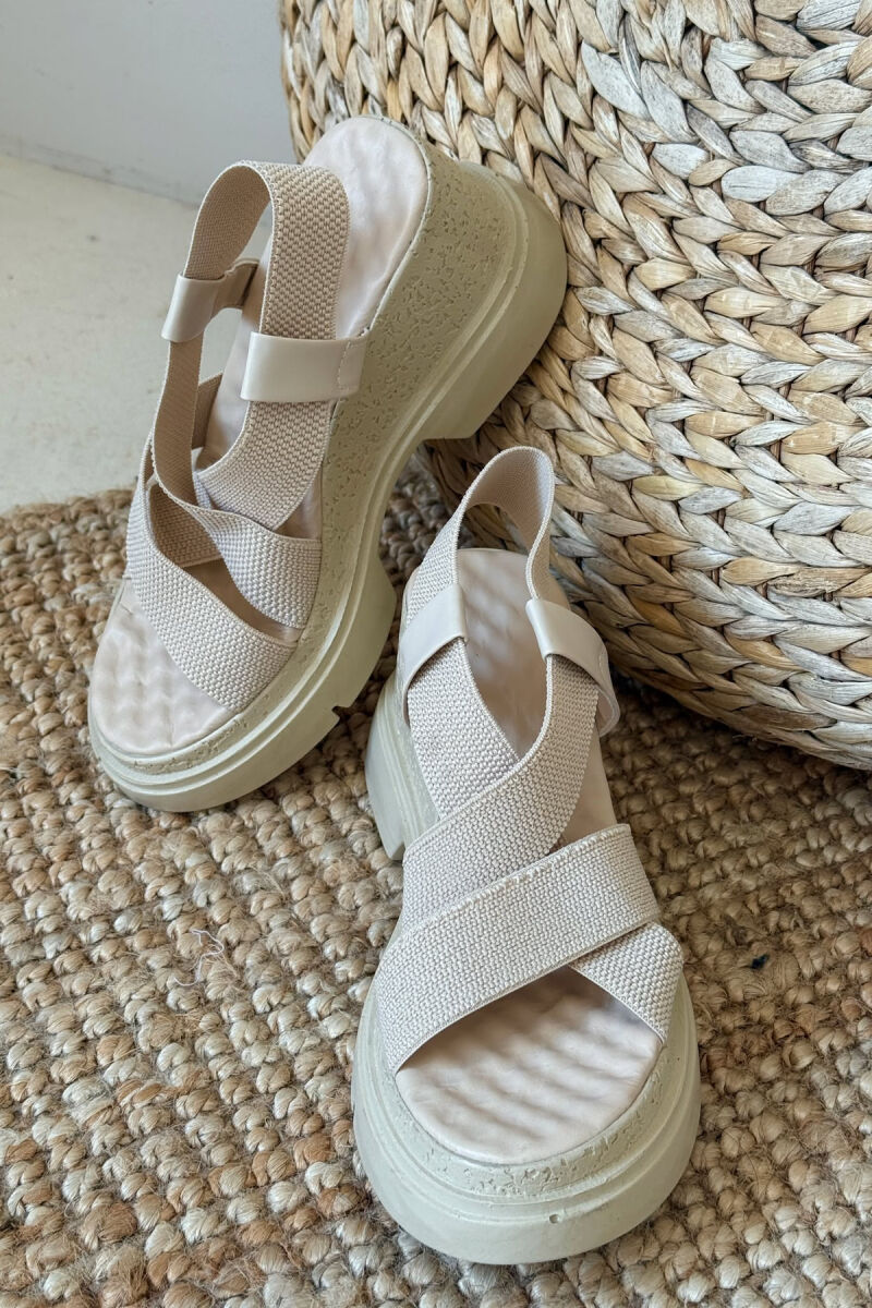 ONE COLOR PLATFORM WOMEN SANDALS BEIGE/BEZHE - 2