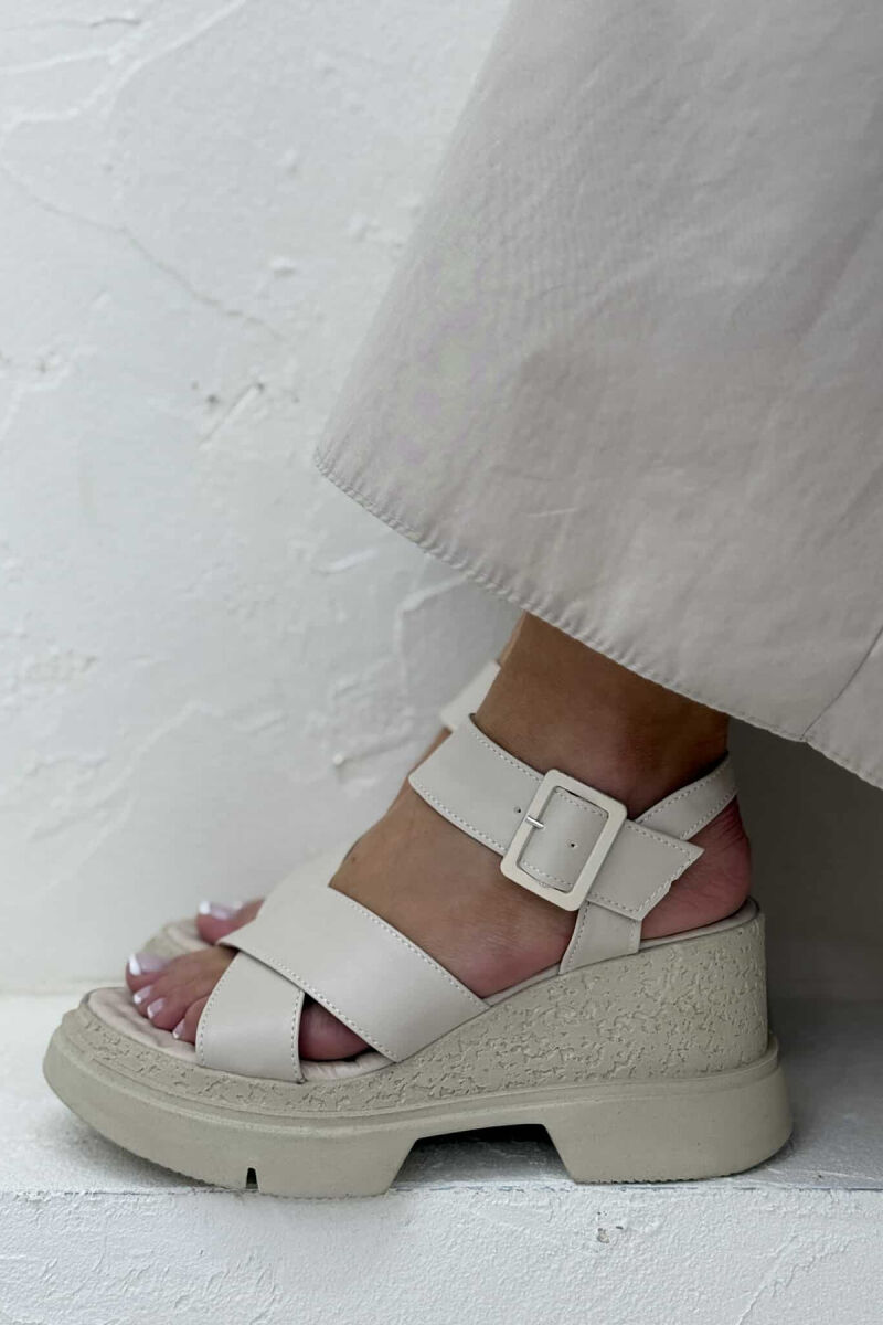 ONE COLOR PLATFORM WOMEN SANDALS BEIGE/BEZHE - 5
