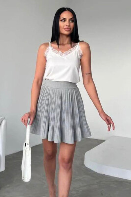 ONE COLOR PLEATED WOMEN SKORT GREY/GRI 