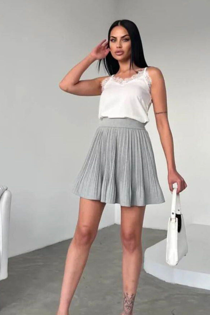 ONE COLOR PLEATED WOMEN SKORT GREY/GRI - 2