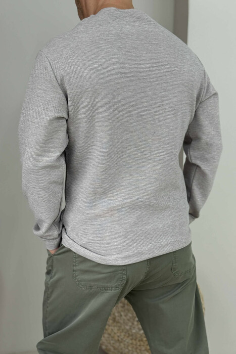ONE COLOR POCKET DETAIL MEN SWEATER BEIGE/BEZHE - 2