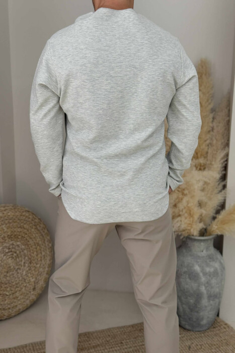 ONE COLOR POCKET DETAIL MEN SWEATER LIGHT GREY/GZ - 2
