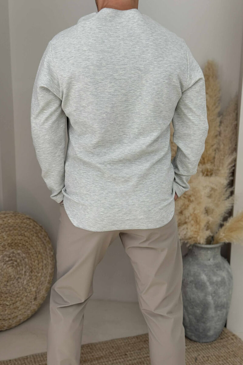 ONE COLOR POCKET DETAIL MEN SWEATER LIGHT GREY/GZ - 2
