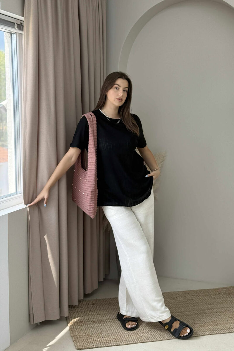 ONE COLOR POCKET DETAIL WOMEN T-SHIRT BLACK/ E ZEZE - 4