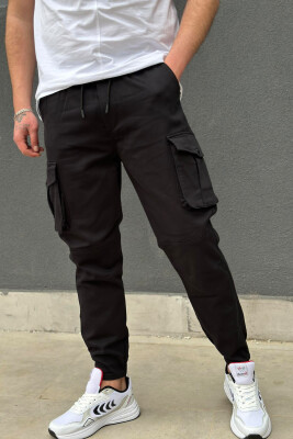 ONE COLOR POCKET MEN CARGO PANTS BLACK/ E ZEZE 