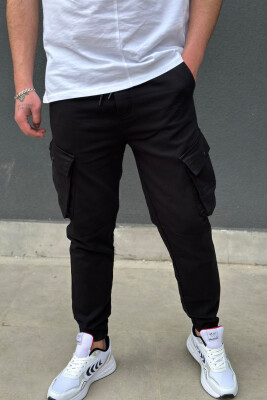 ONE COLOR POCKET MEN CARGO PANTS BLACK/ E ZEZE 