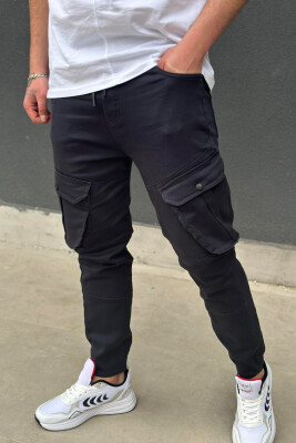 ONE COLOR POCKET MEN CARGO PANTS DARK GREY/GEE 