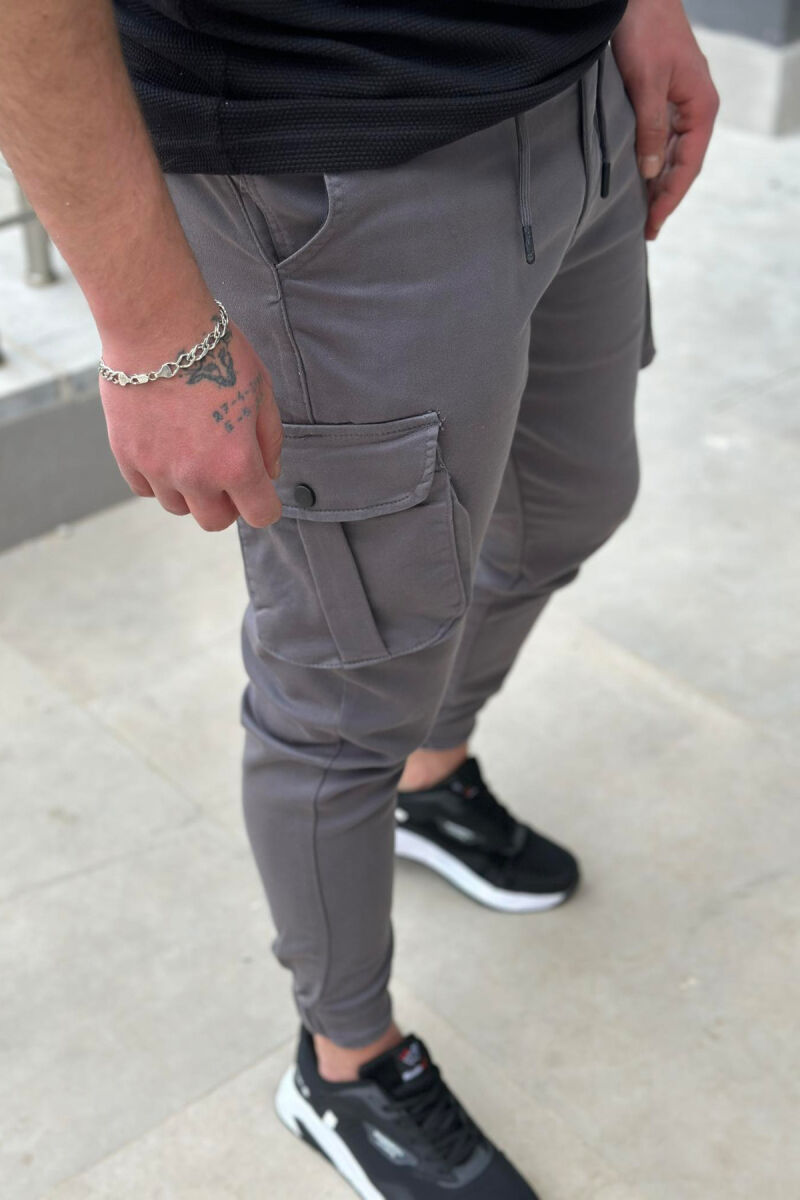 ONE COLOR POCKET MEN CARGO PANTS GREY/GRI - 3