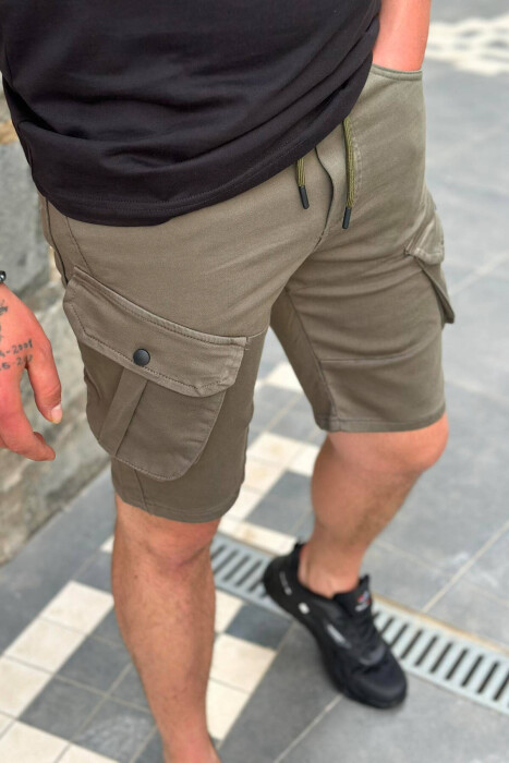 ONE COLOR POCKET MEN CARGO SHORTS GREEN/JESHILE - 2