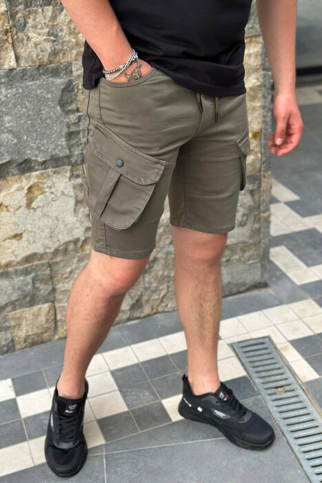 ONE COLOR POCKET MEN CARGO SHORTS GREEN/JESHILE - 3