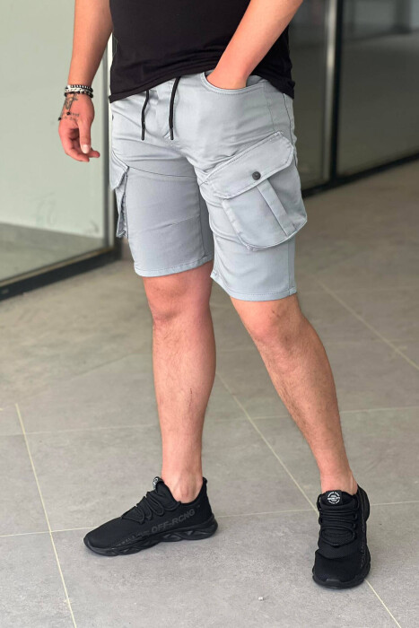 ONE COLOR POCKET MEN CARGO SHORTS LIGHTBLUE/BZ - 3