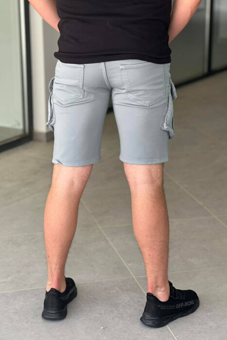 ONE COLOR POCKET MEN CARGO SHORTS LIGHTBLUE/BZ - 4