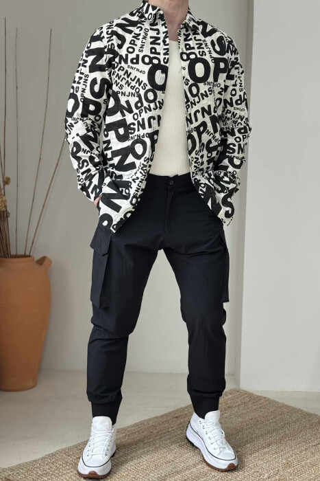 ONE COLOR POCKETS DETAIL MEN PANTS BLACK/ E ZEZE - 1