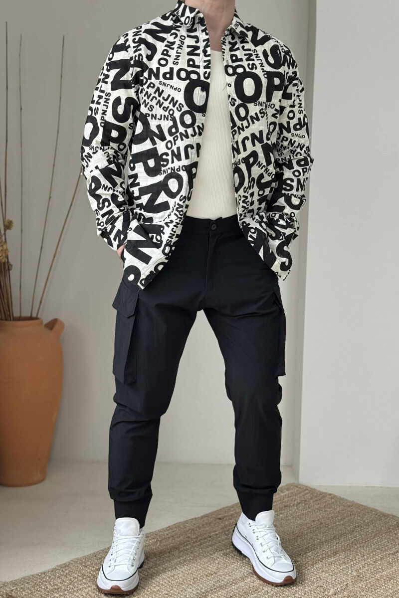ONE COLOR POCKETS DETAIL MEN PANTS BLACK/ E ZEZE - 1