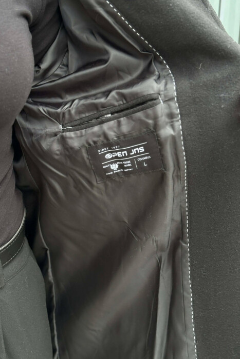 ONE COLOR POCKETS DETAILS WOMEN COAT BLACK/ E ZEZE - 5