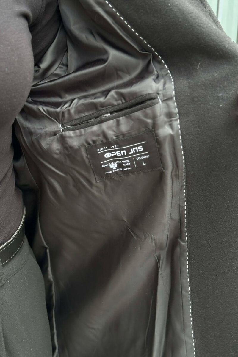 ONE COLOR POCKETS DETAILS WOMEN COAT BLACK/ E ZEZE - 5