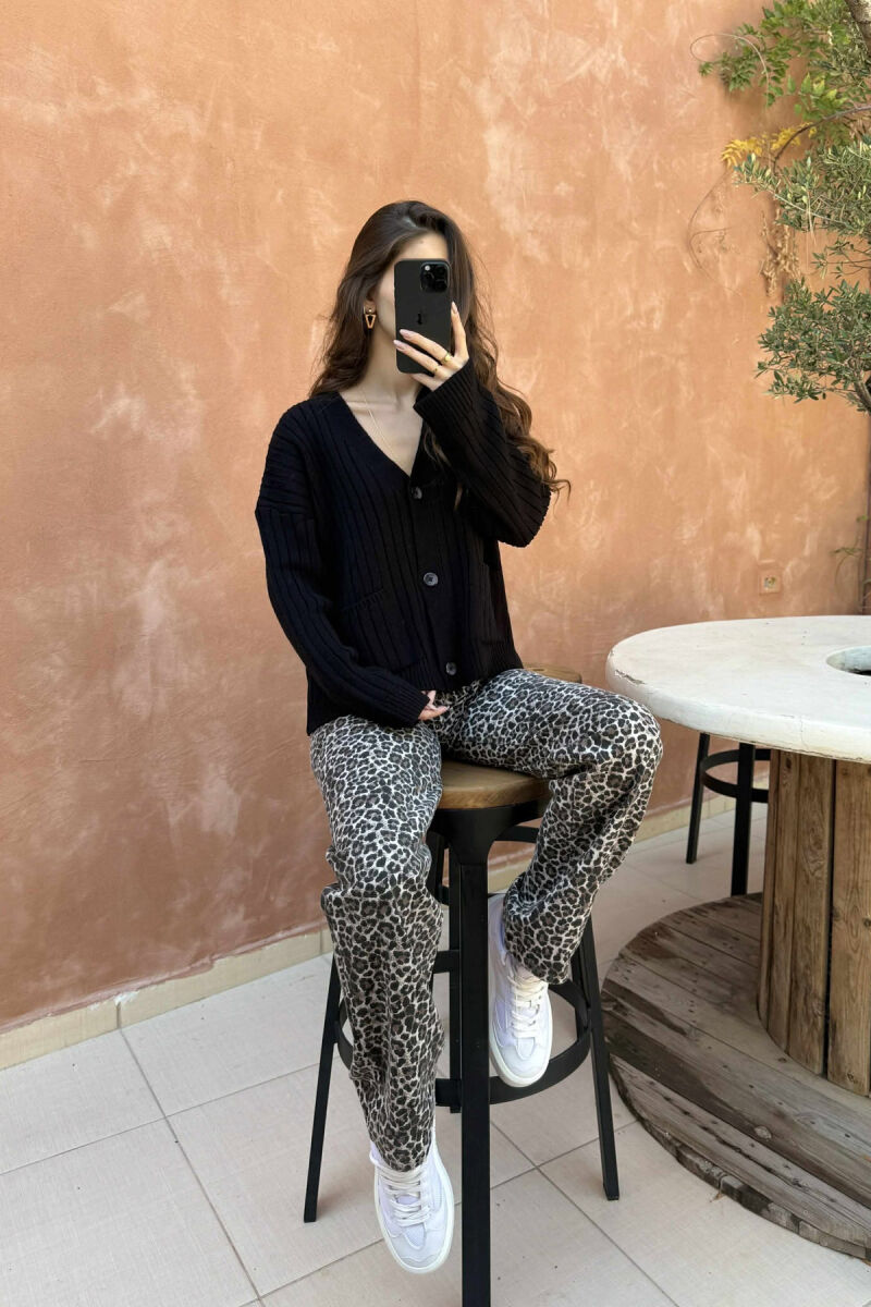 ONE COLOR POCKETS WOMEN CARDIGAN BLACK/ E ZEZE - 2