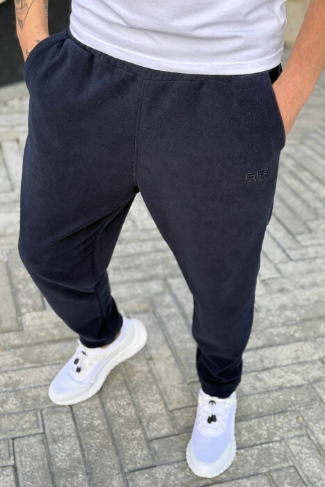 ONE COLOR POLAR SIMPLE MEN SWEATPANTS DARK BLUE/BEE - 2