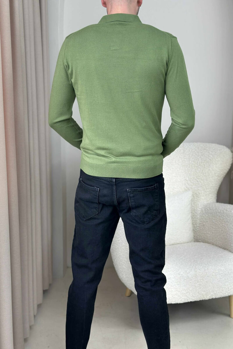 ONE COLOR POLO NECK MEN SWEATER GREEN/JESHILE - 5