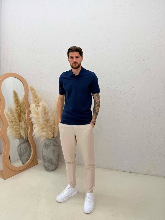 ONE COLOR POLO NECK MEN T-SHIRT BLUE/BLU - 3