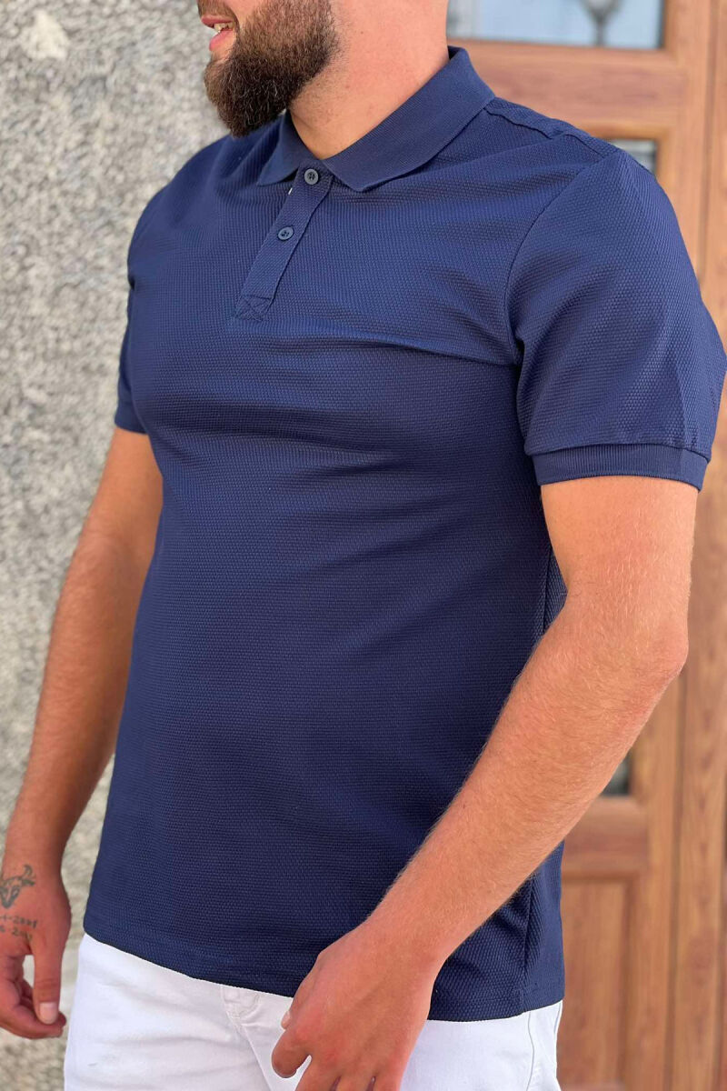 ONE COLOR POLO NECK MEN T-SHIRT BLUE/BLU - 1