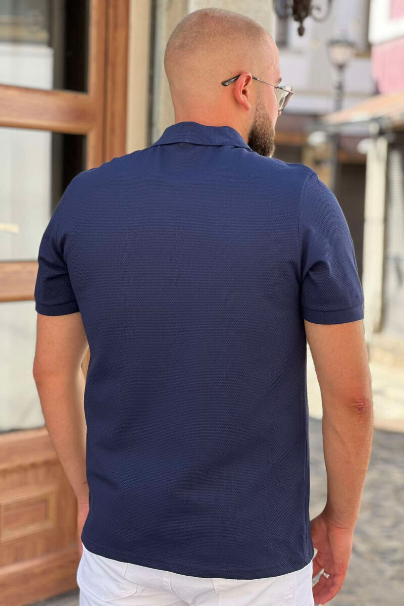 ONE COLOR POLO NECK MEN T-SHIRT BLUE/BLU - 2