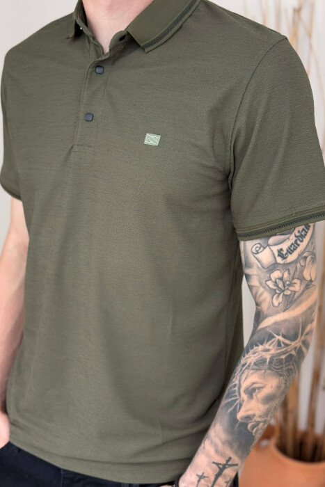 ONE COLOR POLO NECK MEN T-SHIRT GREEN/JESHILE - 2