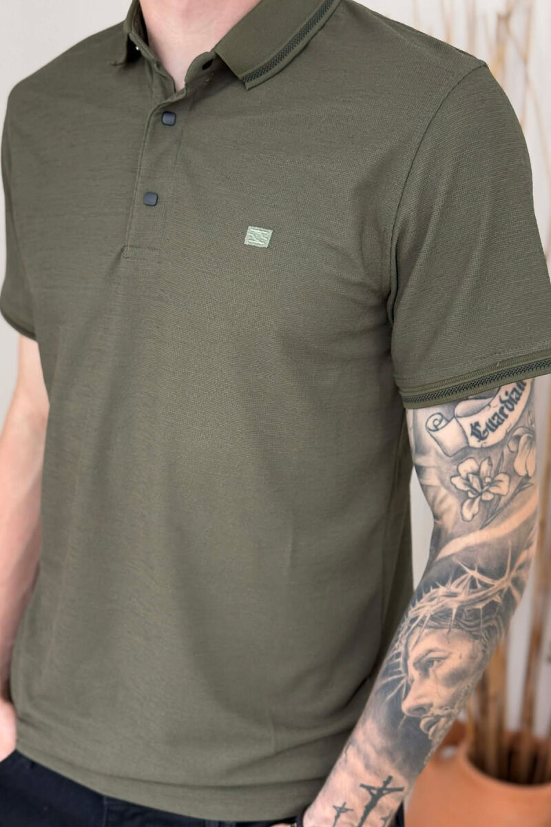 ONE COLOR POLO NECK MEN T-SHIRT GREEN/JESHILE - 2