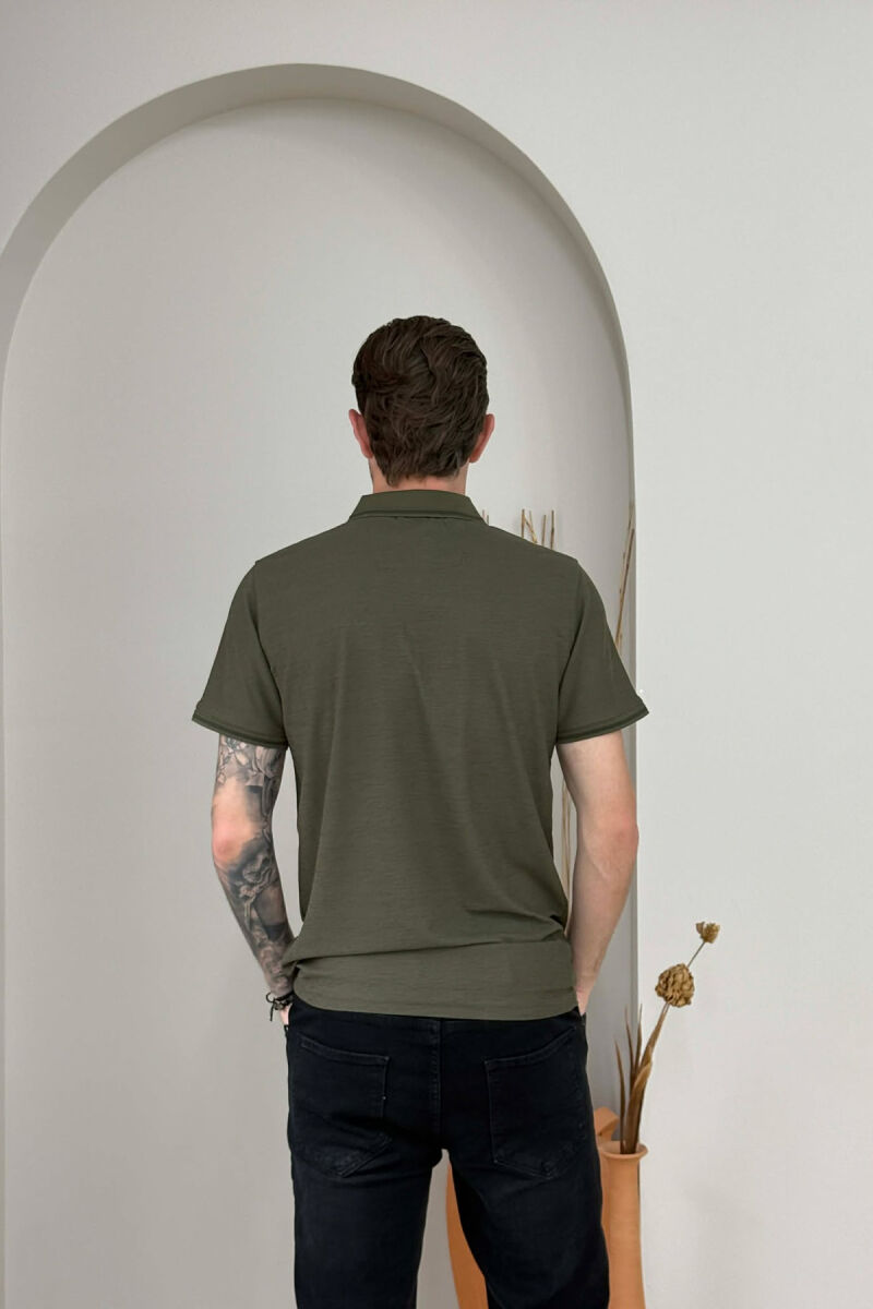 ONE COLOR POLO NECK MEN T-SHIRT GREEN/JESHILE - 4