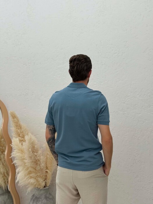 ONE COLOR POLO NECK MEN T-SHIRT GREY/GRI - 2