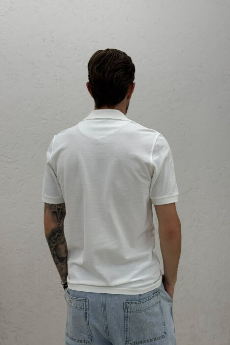 ONE COLOR POLO NECK MEN T-SHIRT WHITE-E BARDHE - 2