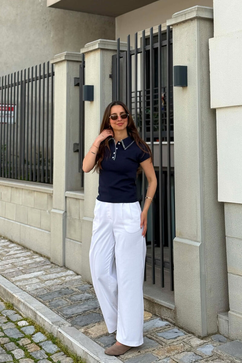 ONE COLOR POLO NECK WOMAN T-SHIRT BLUE/BLU - 6