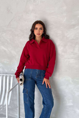 ONE COLOR POLO WOMEN SWEATSHIRT BURGUNDY/VISHNJE 