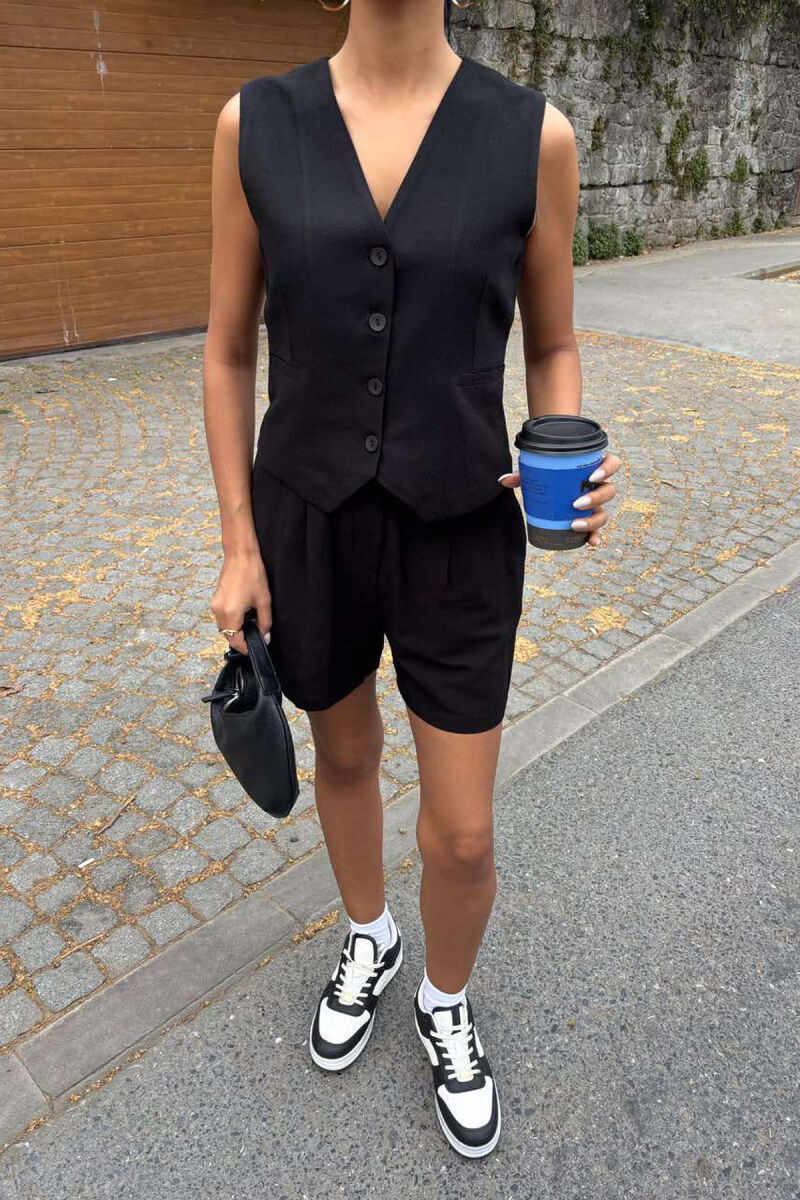 ONE COLOR PREMIUM VEST+SHORTS WOMEN SET BLACK/ E ZEZE - 4