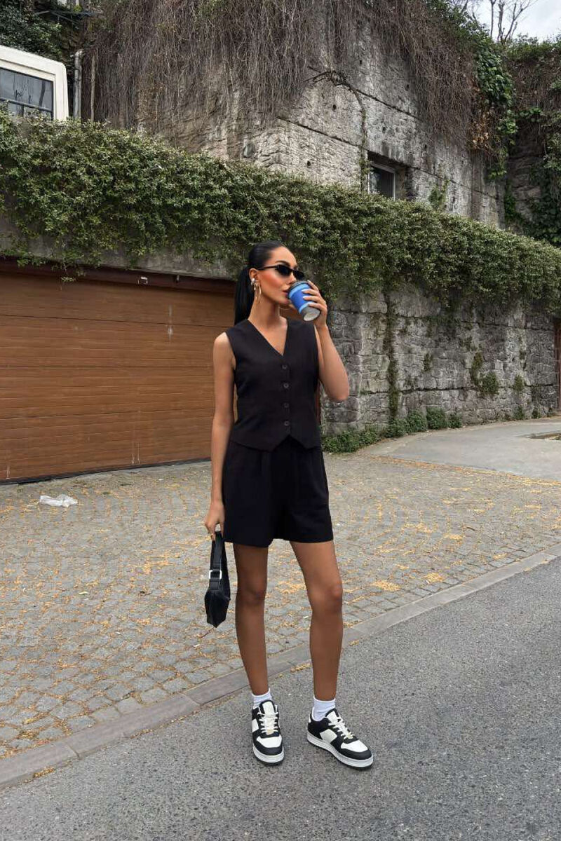 ONE COLOR PREMIUM VEST+SHORTS WOMEN SET BLACK/ E ZEZE - 5