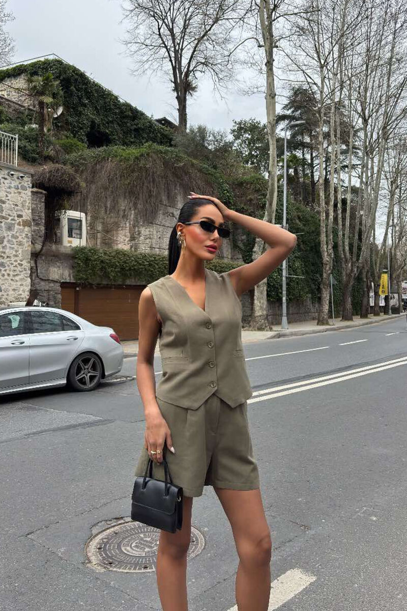 ONE COLOR PREMIUM VEST+SHORTS WOMEN SET GREEN/JESHILE - 2