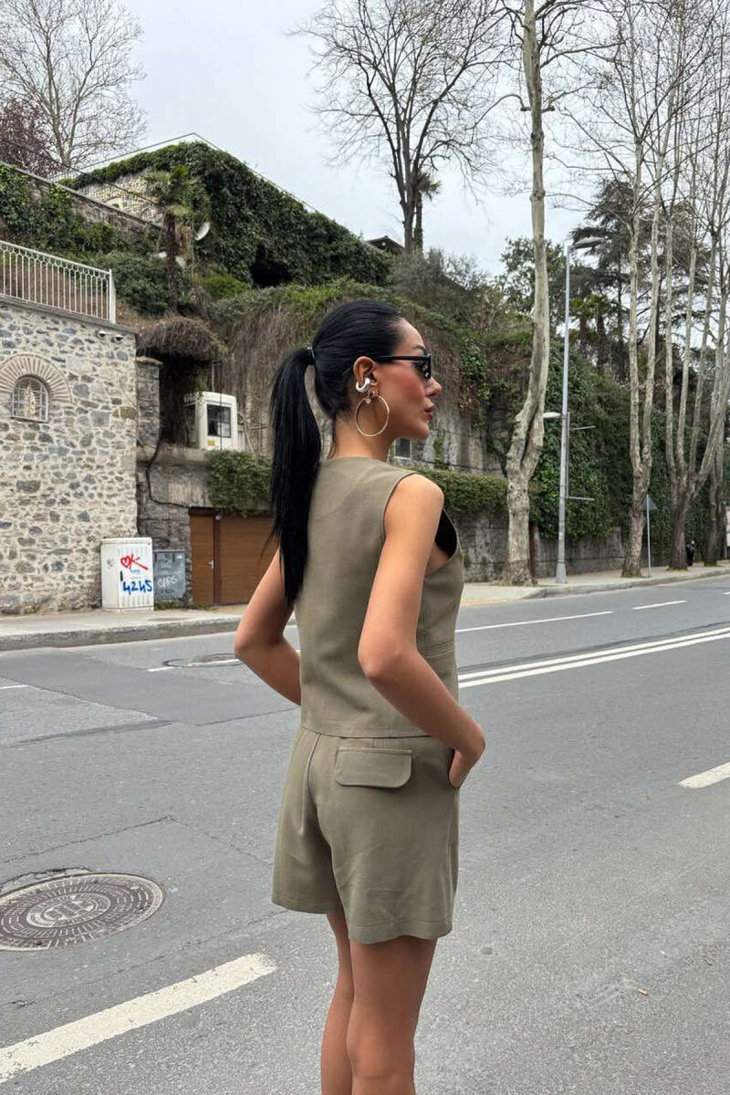 ONE COLOR PREMIUM VEST+SHORTS WOMEN SET GREEN/JESHILE - 3