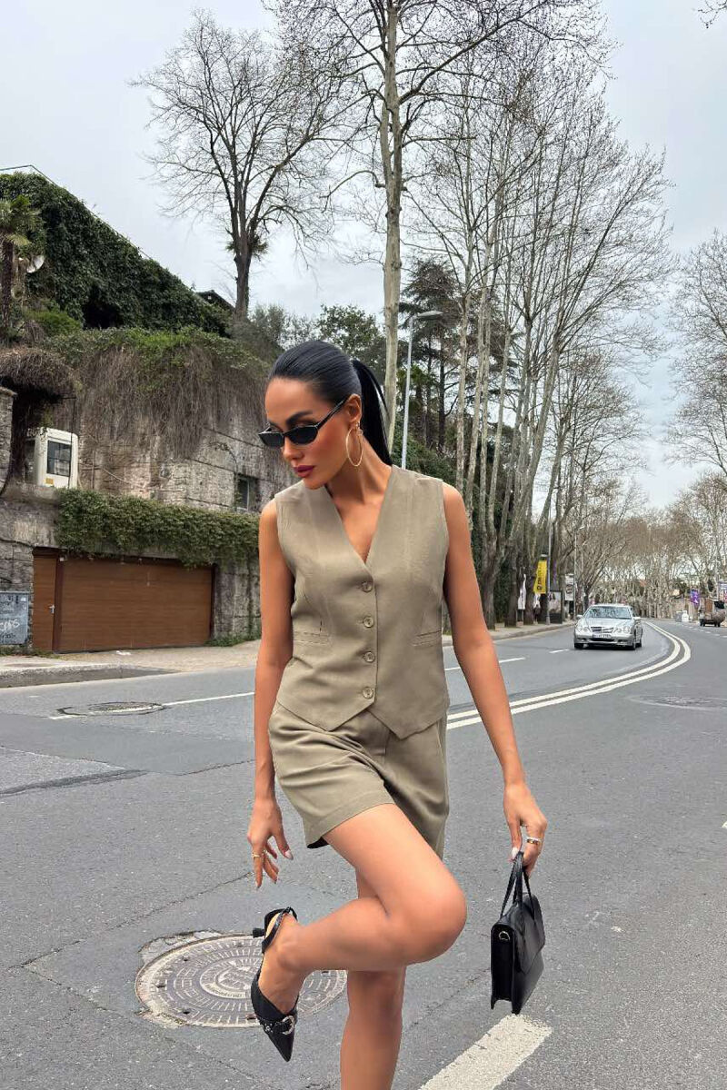 ONE COLOR PREMIUM VEST+SHORTS WOMEN SET GREEN/JESHILE - 4