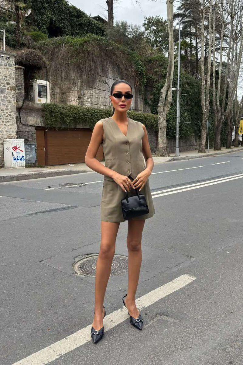 ONE COLOR PREMIUM VEST+SHORTS WOMEN SET GREEN/JESHILE - 6