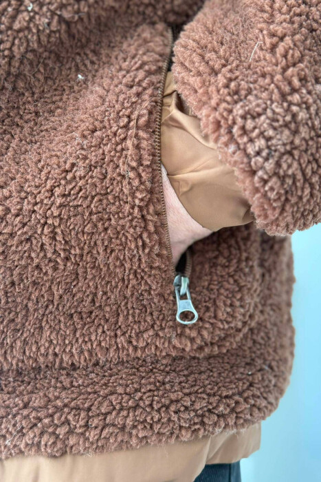 ONE COLOR PUFFER MEN JACKET BROWN/KAFE - 6