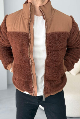 ONE COLOR PUFFER MEN JACKET BROWN/KAFE 