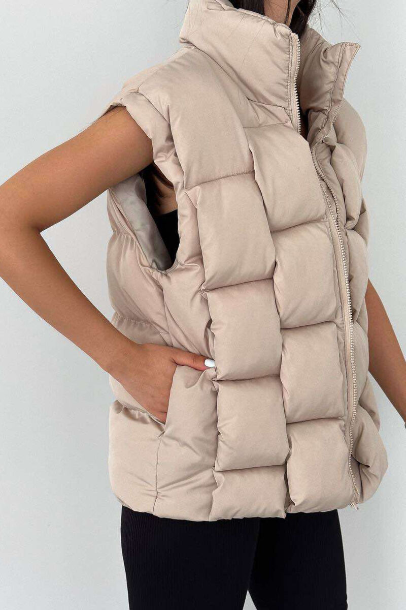 ONE COLOR PUFFER WOMEN GILET BEIGE/BEZHE - 2