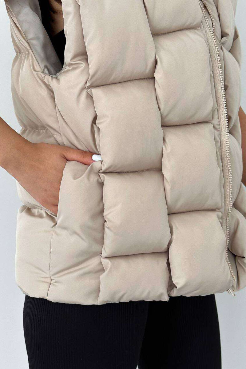 ONE COLOR PUFFER WOMEN GILET BEIGE/BEZHE - 4