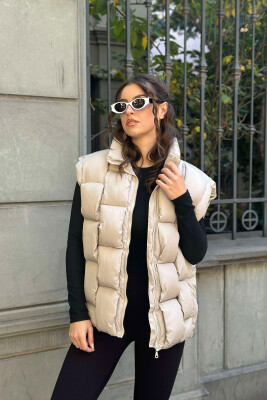 ONE COLOR PUFFER WOMEN GILET BEIGE/BEZHE 