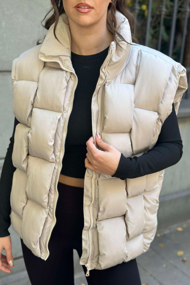 ONE COLOR PUFFER WOMEN GILET BEIGE/BEZHE - 2