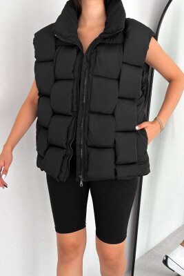 ONE COLOR PUFFER WOMEN GILET BLACK/ E ZEZE 