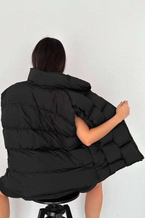 ONE COLOR PUFFER WOMEN GILET BLACK/ E ZEZE - 3