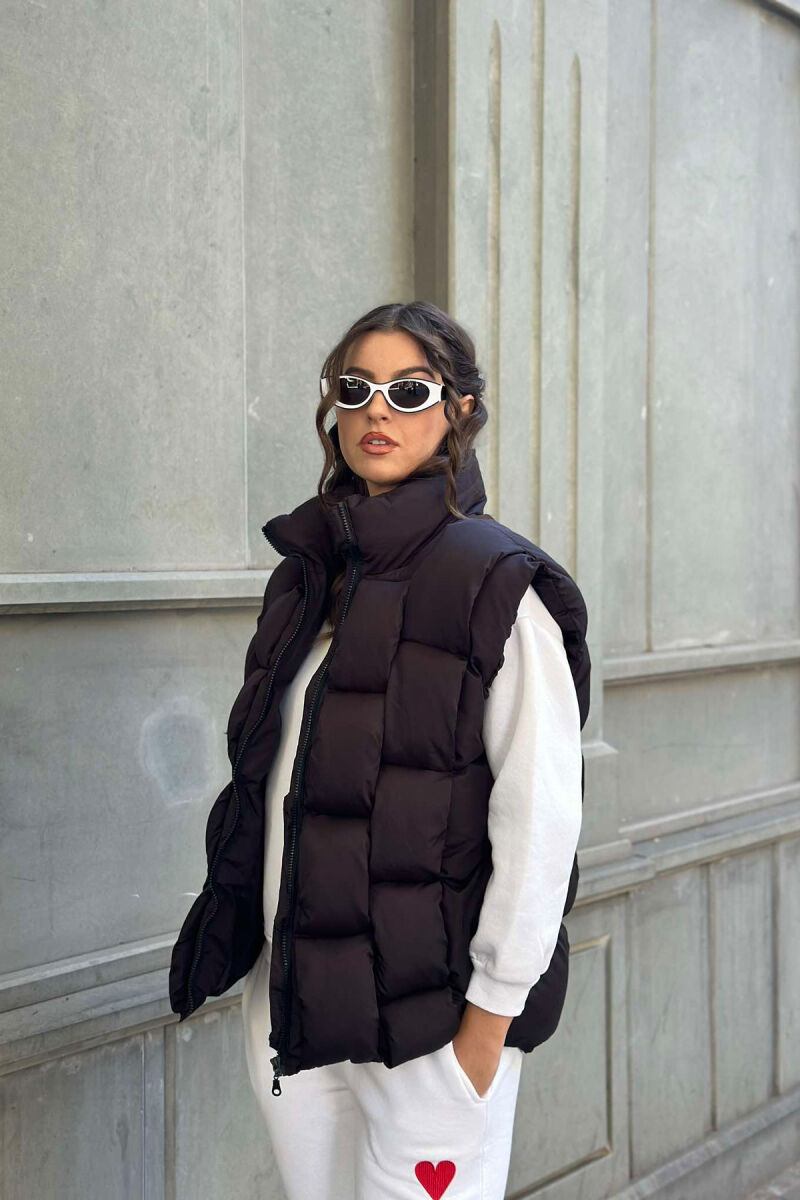 ONE COLOR PUFFER WOMEN GILET BLACK/ E ZEZE - 5