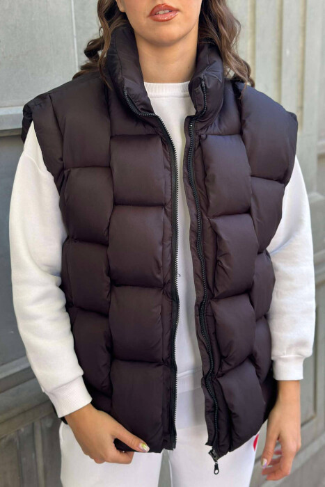 ONE COLOR PUFFER WOMEN GILET BLACK/ E ZEZE 