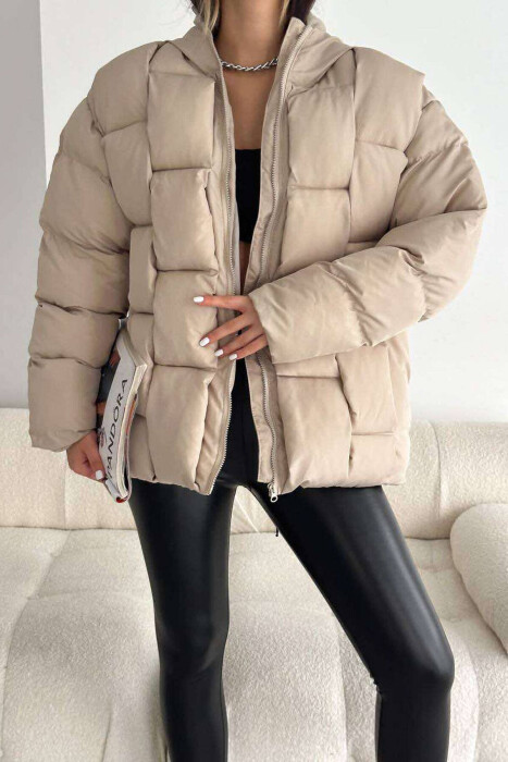 ONE COLOR PUFFER WOMEN JACKET BEIGE/BEZHE - 9